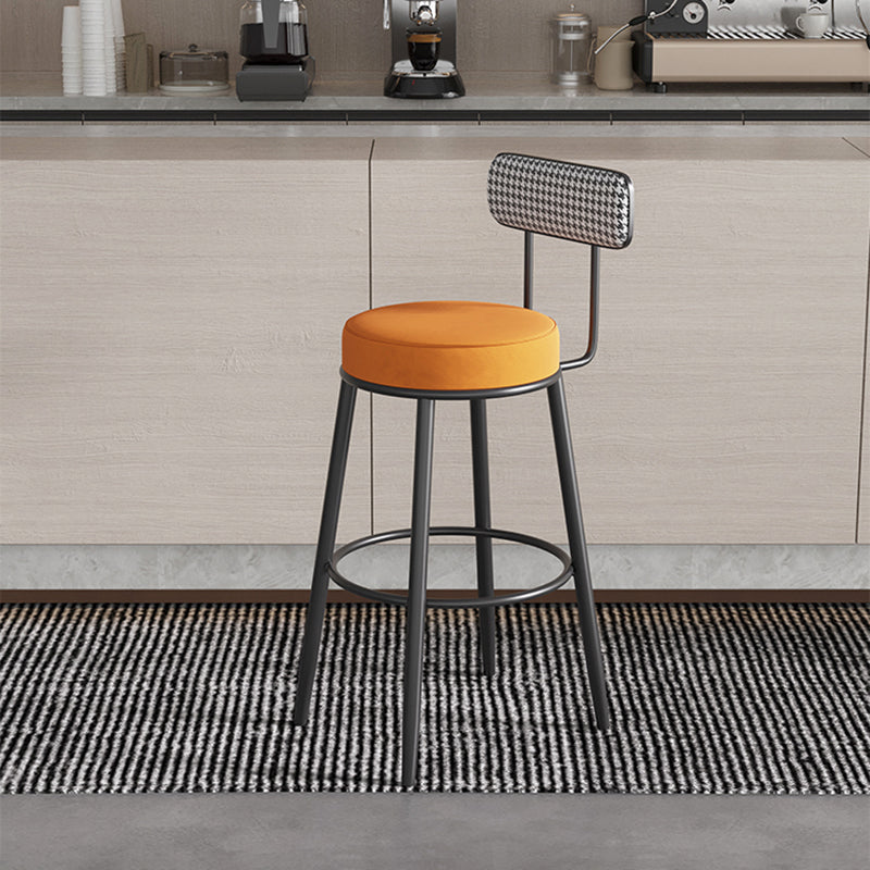 Black Metal Nordic Barstool Low Back Indoor Tall Stool with Upholstered Seat Clearhalo 'Bar Furniture' 'Bar Stools' 'bar_stools' 'furn' 'furn_bar_stools' 'furniture_bar_stools' 'Kitchen & Dining Furniture' 'kitchen&dining_furn' 'kitchen' 'kitchen_furn' Furniture' 4212263