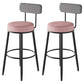 Black Metal Nordic Barstool Low Back Indoor Tall Stool with Upholstered Seat Pink 2 Piece Set Clearhalo 'Bar Furniture' 'Bar Stools' 'bar_stools' 'furn' 'furn_bar_stools' 'furniture_bar_stools' 'Kitchen & Dining Furniture' 'kitchen&dining_furn' 'kitchen' 'kitchen_furn' Furniture' 4212264