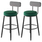 Black Metal Nordic Barstool Low Back Indoor Tall Stool with Upholstered Seat Blackish Green 2 Piece Set Clearhalo 'Bar Furniture' 'Bar Stools' 'bar_stools' 'furn' 'furn_bar_stools' 'furniture_bar_stools' 'Kitchen & Dining Furniture' 'kitchen&dining_furn' 'kitchen' 'kitchen_furn' Furniture' 4212265