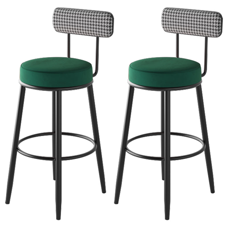 Black Metal Nordic Barstool Low Back Indoor Tall Stool with Upholstered Seat Blackish Green 2 Piece Set Clearhalo 'Bar Furniture' 'Bar Stools' 'bar_stools' 'furn' 'furn_bar_stools' 'furniture_bar_stools' 'Kitchen & Dining Furniture' 'kitchen&dining_furn' 'kitchen' 'kitchen_furn' Furniture' 4212265
