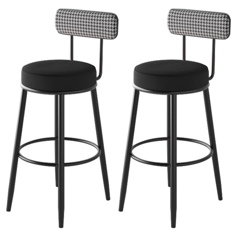 Black Metal Nordic Barstool Low Back Indoor Tall Stool with Upholstered Seat Black 2 Piece Set Clearhalo 'Bar Furniture' 'Bar Stools' 'bar_stools' 'furn' 'furn_bar_stools' 'furniture_bar_stools' 'Kitchen & Dining Furniture' 'kitchen&dining_furn' 'kitchen' 'kitchen_furn' Furniture' 4212266