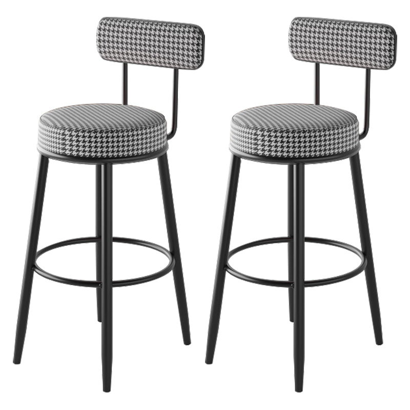 Black Metal Nordic Barstool Low Back Indoor Tall Stool with Upholstered Seat Black White 2 Piece Set Clearhalo 'Bar Furniture' 'Bar Stools' 'bar_stools' 'furn' 'furn_bar_stools' 'furniture_bar_stools' 'Kitchen & Dining Furniture' 'kitchen&dining_furn' 'kitchen' 'kitchen_furn' Furniture' 4212267