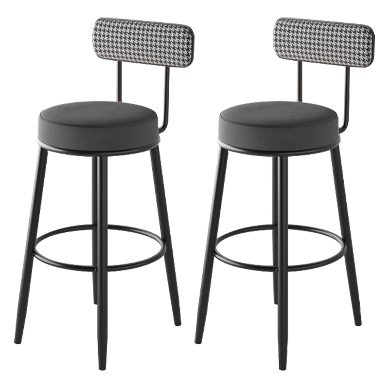 Black Metal Nordic Barstool Low Back Indoor Tall Stool with Upholstered Seat Grey 2 Piece Set Clearhalo 'Bar Furniture' 'Bar Stools' 'bar_stools' 'furn' 'furn_bar_stools' 'furniture_bar_stools' 'Kitchen & Dining Furniture' 'kitchen&dining_furn' 'kitchen' 'kitchen_furn' Furniture' 4212268
