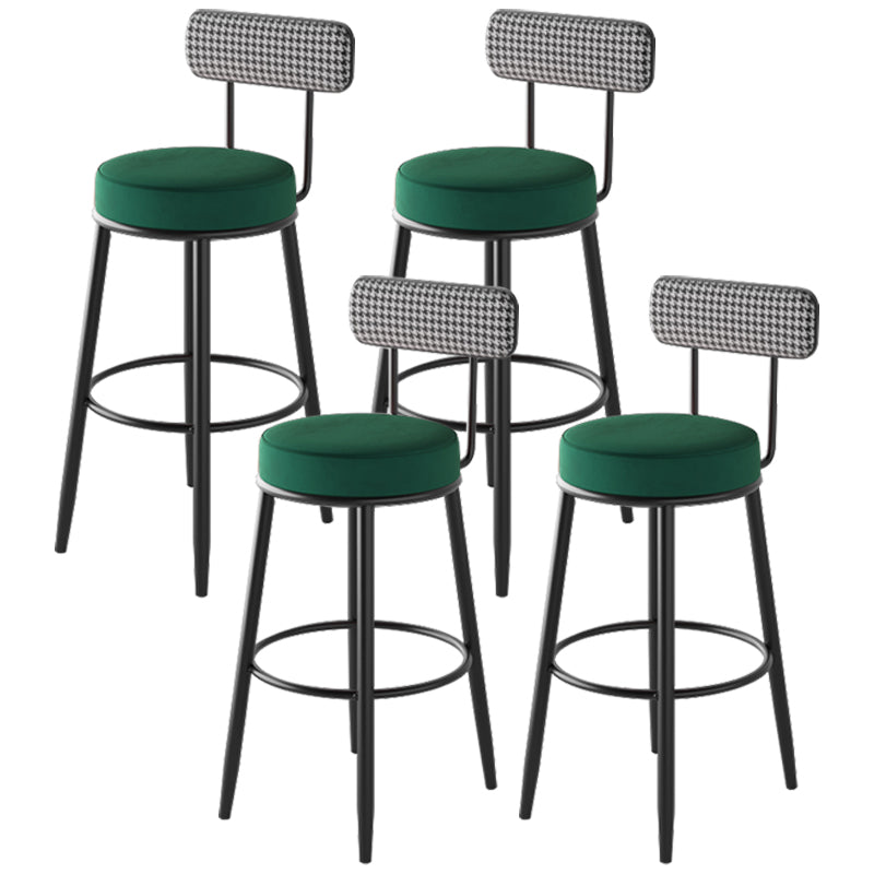 Black Metal Nordic Barstool Low Back Indoor Tall Stool with Upholstered Seat Blackish Green 4 Piece Set Clearhalo 'Bar Furniture' 'Bar Stools' 'bar_stools' 'furn' 'furn_bar_stools' 'furniture_bar_stools' 'Kitchen & Dining Furniture' 'kitchen&dining_furn' 'kitchen' 'kitchen_furn' Furniture' 4212271