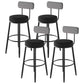 Black Metal Nordic Barstool Low Back Indoor Tall Stool with Upholstered Seat Black 4 Piece Set Clearhalo 'Bar Furniture' 'Bar Stools' 'bar_stools' 'furn' 'furn_bar_stools' 'furniture_bar_stools' 'Kitchen & Dining Furniture' 'kitchen&dining_furn' 'kitchen' 'kitchen_furn' Furniture' 4212272