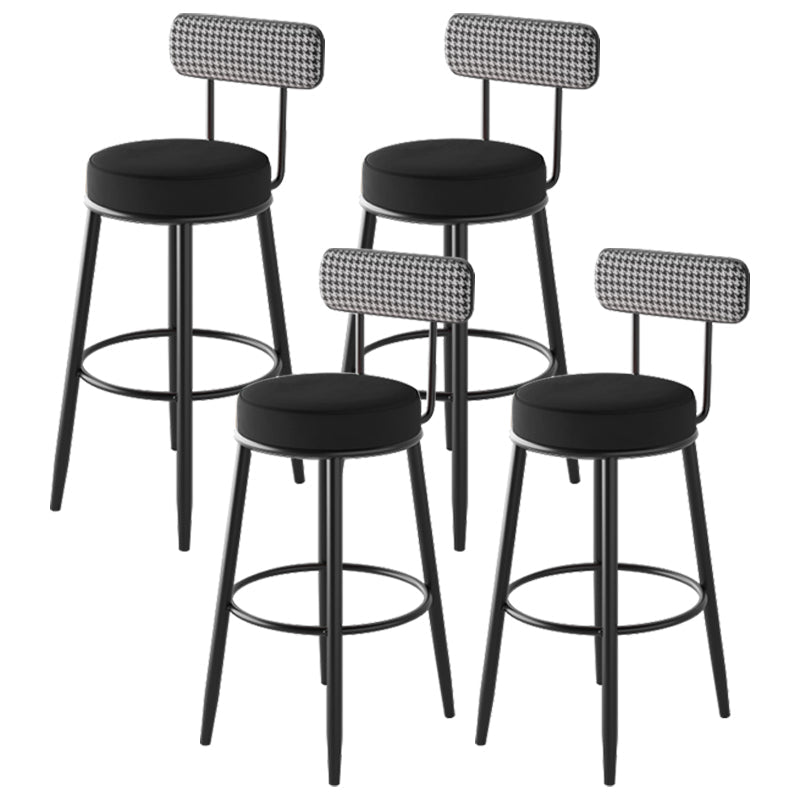 Black Metal Nordic Barstool Low Back Indoor Tall Stool with Upholstered Seat Black 4 Piece Set Clearhalo 'Bar Furniture' 'Bar Stools' 'bar_stools' 'furn' 'furn_bar_stools' 'furniture_bar_stools' 'Kitchen & Dining Furniture' 'kitchen&dining_furn' 'kitchen' 'kitchen_furn' Furniture' 4212272