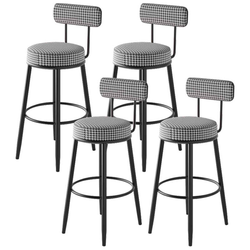 Black Metal Nordic Barstool Low Back Indoor Tall Stool with Upholstered Seat Black White 4 Piece Set Clearhalo 'Bar Furniture' 'Bar Stools' 'bar_stools' 'furn' 'furn_bar_stools' 'furniture_bar_stools' 'Kitchen & Dining Furniture' 'kitchen&dining_furn' 'kitchen' 'kitchen_furn' Furniture' 4212273