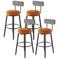 Black Metal Nordic Barstool Low Back Indoor Tall Stool with Upholstered Seat Orange 4 Piece Set Clearhalo 'Bar Furniture' 'Bar Stools' 'bar_stools' 'furn' 'furn_bar_stools' 'furniture_bar_stools' 'Kitchen & Dining Furniture' 'kitchen&dining_furn' 'kitchen' 'kitchen_furn' Furniture' 4212275
