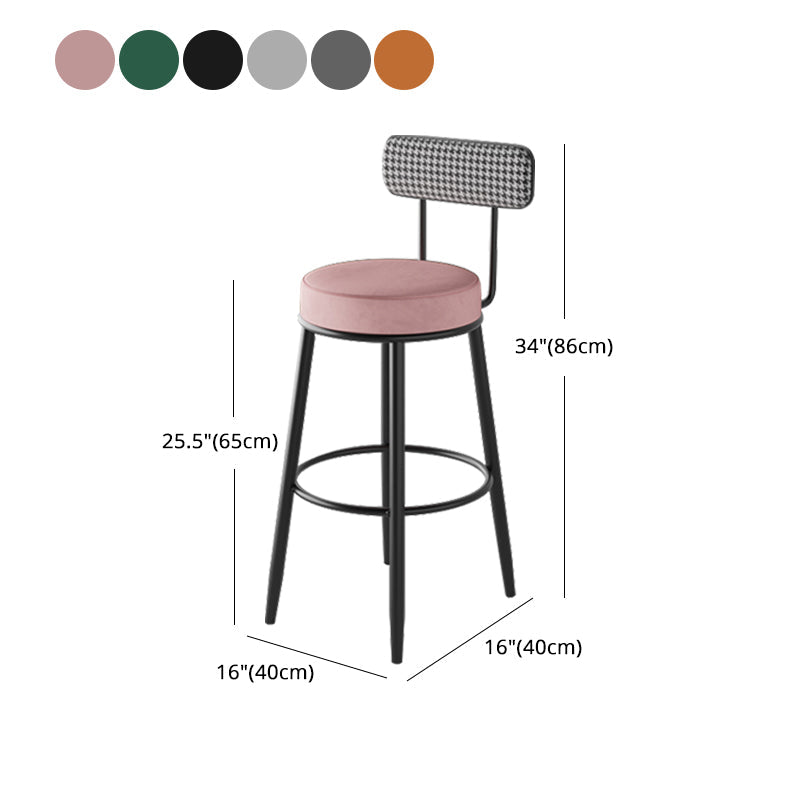 Black Metal Nordic Barstool Low Back Indoor Tall Stool with Upholstered Seat Clearhalo 'Bar Furniture' 'Bar Stools' 'bar_stools' 'furn' 'furn_bar_stools' 'furniture_bar_stools' 'Kitchen & Dining Furniture' 'kitchen&dining_furn' 'kitchen' 'kitchen_furn' Furniture' 4212276