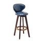 Scandinavian Wood Leather Counter Stools Low Back Bar Stools with Round Seat Blue Brown 1 Piece Clearhalo 'Bar Furniture' 'Bar Stools' 'bar_stools' 'furn' 'furn_bar_stools' 'furniture_bar_stools' 'Kitchen & Dining Furniture' 'kitchen&dining_furn' 'kitchen' 'kitchen_furn' Furniture' 4212331