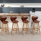 Scandinavian Wood Leather Counter Stools Low Back Bar Stools with Round Seat Clearhalo 'Bar Furniture' 'Bar Stools' 'bar_stools' 'furn' 'furn_bar_stools' 'furniture_bar_stools' 'Kitchen & Dining Furniture' 'kitchen&dining_furn' 'kitchen' 'kitchen_furn' Furniture' 4212334