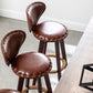Scandinavian Wood Leather Counter Stools Low Back Bar Stools with Round Seat Clearhalo 'Bar Furniture' 'Bar Stools' 'bar_stools' 'furn' 'furn_bar_stools' 'furniture_bar_stools' 'Kitchen & Dining Furniture' 'kitchen&dining_furn' 'kitchen' 'kitchen_furn' Furniture' 4212339