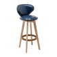 Scandinavian Wood Leather Counter Stools Low Back Bar Stools with Round Seat Blue Wood 1 Piece Clearhalo 'Bar Furniture' 'Bar Stools' 'bar_stools' 'furn' 'furn_bar_stools' 'furniture_bar_stools' 'Kitchen & Dining Furniture' 'kitchen&dining_furn' 'kitchen' 'kitchen_furn' Furniture' 4212340