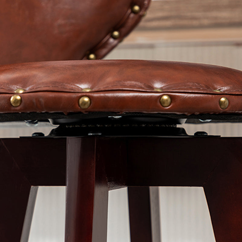 Scandinavian Wood Leather Counter Stools Low Back Bar Stools with Round Seat Clearhalo 'Bar Furniture' 'Bar Stools' 'bar_stools' 'furn' 'furn_bar_stools' 'furniture_bar_stools' 'Kitchen & Dining Furniture' 'kitchen&dining_furn' 'kitchen' 'kitchen_furn' Furniture' 4212344