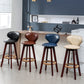 Scandinavian Wood Leather Counter Stools Low Back Bar Stools with Round Seat Clearhalo 'Bar Furniture' 'Bar Stools' 'bar_stools' 'furn' 'furn_bar_stools' 'furniture_bar_stools' 'Kitchen & Dining Furniture' 'kitchen&dining_furn' 'kitchen' 'kitchen_furn' Furniture' 4212347