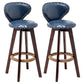 Scandinavian Wood Leather Counter Stools Low Back Bar Stools with Round Seat Blue Brown 2 Piece Set Clearhalo 'Bar Furniture' 'Bar Stools' 'bar_stools' 'furn' 'furn_bar_stools' 'furniture_bar_stools' 'Kitchen & Dining Furniture' 'kitchen&dining_furn' 'kitchen' 'kitchen_furn' Furniture' 4212348