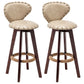 Scandinavian Wood Leather Counter Stools Low Back Bar Stools with Round Seat Beige Brown 2 Piece Set Clearhalo 'Bar Furniture' 'Bar Stools' 'bar_stools' 'furn' 'furn_bar_stools' 'furniture_bar_stools' 'Kitchen & Dining Furniture' 'kitchen&dining_furn' 'kitchen' 'kitchen_furn' Furniture' 4212349
