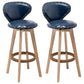 Scandinavian Wood Leather Counter Stools Low Back Bar Stools with Round Seat Blue Wood 2 Piece Set Clearhalo 'Bar Furniture' 'Bar Stools' 'bar_stools' 'furn' 'furn_bar_stools' 'furniture_bar_stools' 'Kitchen & Dining Furniture' 'kitchen&dining_furn' 'kitchen' 'kitchen_furn' Furniture' 4212355