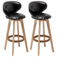 Scandinavian Wood Leather Counter Stools Low Back Bar Stools with Round Seat Black Wood 2 Piece Set Clearhalo 'Bar Furniture' 'Bar Stools' 'bar_stools' 'furn' 'furn_bar_stools' 'furniture_bar_stools' 'Kitchen & Dining Furniture' 'kitchen&dining_furn' 'kitchen' 'kitchen_furn' Furniture' 4212356
