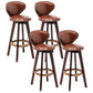 Scandinavian Wood Leather Counter Stools Low Back Bar Stools with Round Seat Brown Brown 4 Piece Set Clearhalo 'Bar Furniture' 'Bar Stools' 'bar_stools' 'furn' 'furn_bar_stools' 'furniture_bar_stools' 'Kitchen & Dining Furniture' 'kitchen&dining_furn' 'kitchen' 'kitchen_furn' Furniture' 4212358