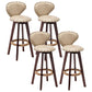Scandinavian Wood Leather Counter Stools Low Back Bar Stools with Round Seat Beige Brown 4 Piece Set Clearhalo 'Bar Furniture' 'Bar Stools' 'bar_stools' 'furn' 'furn_bar_stools' 'furniture_bar_stools' 'Kitchen & Dining Furniture' 'kitchen&dining_furn' 'kitchen' 'kitchen_furn' Furniture' 4212360