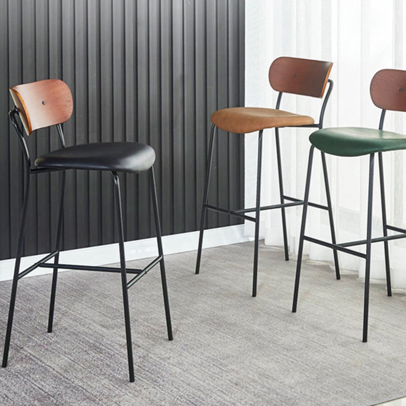 Scandinavian Black Iron Counter Stools Wood Low Back Bar Stools (Set of 2) Clearhalo 'Bar Furniture' 'Bar Stools' 'bar_stools' 'furn' 'furn_bar_stools' 'furniture_bar_stools' 'Kitchen & Dining Furniture' 'kitchen&dining_furn' 'kitchen' 'kitchen_furn' Furniture' 4212367