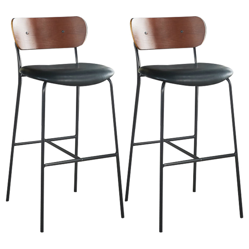 Scandinavian Black Iron Counter Stools Wood Low Back Bar Stools (Set of 2) Black 2 Piece Set Clearhalo 'Bar Furniture' 'Bar Stools' 'bar_stools' 'furn' 'furn_bar_stools' 'furniture_bar_stools' 'Kitchen & Dining Furniture' 'kitchen&dining_furn' 'kitchen' 'kitchen_furn' Furniture' 4212368