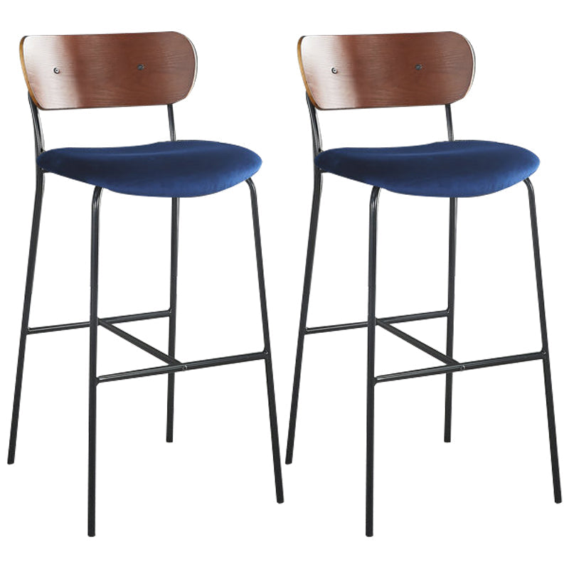 Scandinavian Black Iron Counter Stools Wood Low Back Bar Stools (Set of 2) Blue 2 Piece Set Clearhalo 'Bar Furniture' 'Bar Stools' 'bar_stools' 'furn' 'furn_bar_stools' 'furniture_bar_stools' 'Kitchen & Dining Furniture' 'kitchen&dining_furn' 'kitchen' 'kitchen_furn' Furniture' 4212369