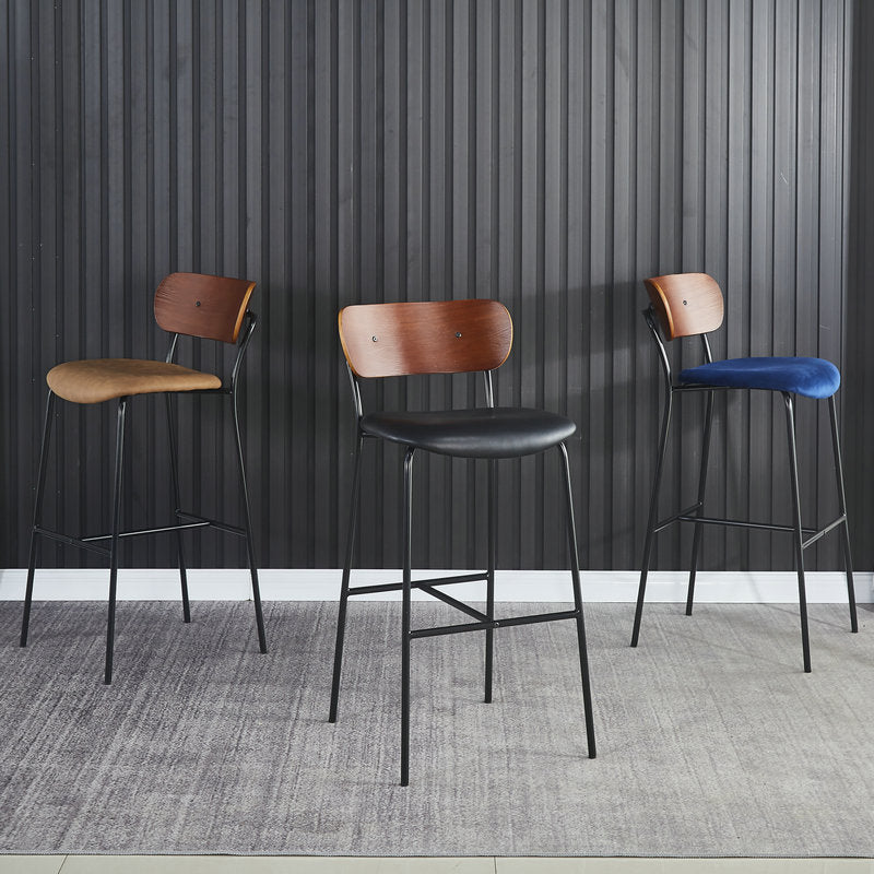 Scandinavian Black Iron Counter Stools Wood Low Back Bar Stools (Set of 2) Clearhalo 'Bar Furniture' 'Bar Stools' 'bar_stools' 'furn' 'furn_bar_stools' 'furniture_bar_stools' 'Kitchen & Dining Furniture' 'kitchen&dining_furn' 'kitchen' 'kitchen_furn' Furniture' 4212370