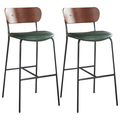 Scandinavian Black Iron Counter Stools Wood Low Back Bar Stools (Set of 2) Green 2 Piece Set Clearhalo 'Bar Furniture' 'Bar Stools' 'bar_stools' 'furn' 'furn_bar_stools' 'furniture_bar_stools' 'Kitchen & Dining Furniture' 'kitchen&dining_furn' 'kitchen' 'kitchen_furn' Furniture' 4212373