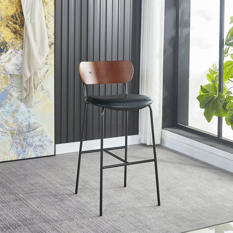 Scandinavian Black Iron Counter Stools Wood Low Back Bar Stools (Set of 2) Clearhalo 'Bar Furniture' 'Bar Stools' 'bar_stools' 'furn' 'furn_bar_stools' 'furniture_bar_stools' 'Kitchen & Dining Furniture' 'kitchen&dining_furn' 'kitchen' 'kitchen_furn' Furniture' 4212374