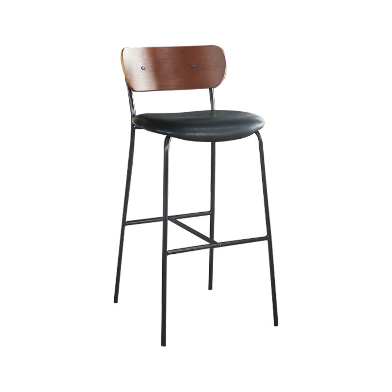 Scandinavian Black Iron Counter Stools Wood Low Back Bar Stools (Set of 2) Clearhalo 'Bar Furniture' 'Bar Stools' 'bar_stools' 'furn' 'furn_bar_stools' 'furniture_bar_stools' 'Kitchen & Dining Furniture' 'kitchen&dining_furn' 'kitchen' 'kitchen_furn' Furniture' 4212375