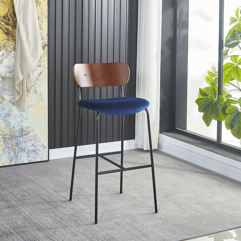 Scandinavian Black Iron Counter Stools Wood Low Back Bar Stools (Set of 2) Clearhalo 'Bar Furniture' 'Bar Stools' 'bar_stools' 'furn' 'furn_bar_stools' 'furniture_bar_stools' 'Kitchen & Dining Furniture' 'kitchen&dining_furn' 'kitchen' 'kitchen_furn' Furniture' 4212379