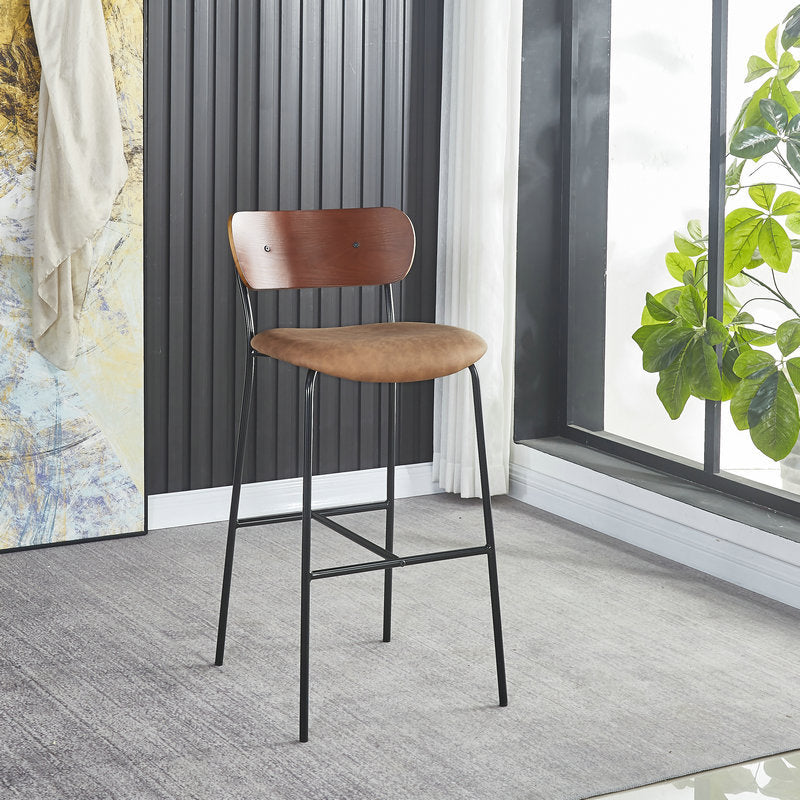 Scandinavian Black Iron Counter Stools Wood Low Back Bar Stools (Set of 2) Clearhalo 'Bar Furniture' 'Bar Stools' 'bar_stools' 'furn' 'furn_bar_stools' 'furniture_bar_stools' 'Kitchen & Dining Furniture' 'kitchen&dining_furn' 'kitchen' 'kitchen_furn' Furniture' 4212380