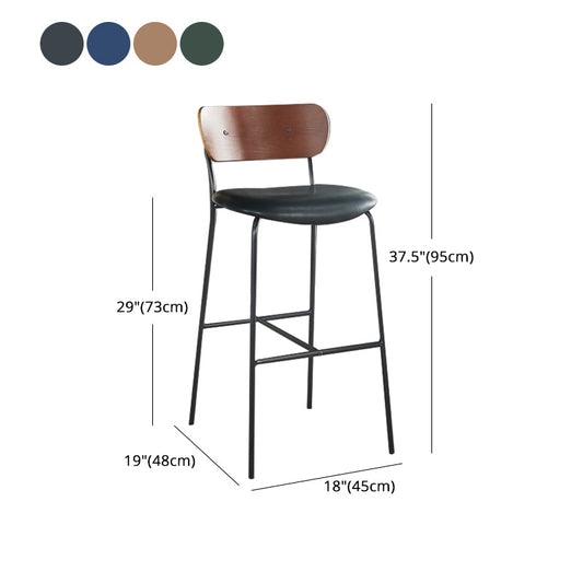 Scandinavian Black Iron Counter Stools Wood Low Back Bar Stools (Set of 2) Clearhalo 'Bar Furniture' 'Bar Stools' 'bar_stools' 'furn' 'furn_bar_stools' 'furniture_bar_stools' 'Kitchen & Dining Furniture' 'kitchen&dining_furn' 'kitchen' 'kitchen_furn' Furniture' 4212382