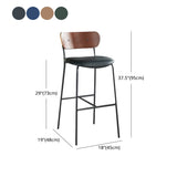 Scandinavian Black Iron Counter Stools Wood Low Back Bar Stools (Set of 2) Clearhalo 'Bar Furniture' 'Bar Stools' 'bar_stools' 'furn' 'furn_bar_stools' 'furniture_bar_stools' 'Kitchen & Dining Furniture' 'kitchen&dining_furn' 'kitchen' 'kitchen_furn' Furniture' 4212382