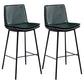 Scandinavian Leather Counter Stools Low Back Bar Stools with Square Seat (Set of 2) Green 2 Piece Set Clearhalo 'Bar Furniture' 'Bar Stools' 'bar_stools' 'furn' 'furn_bar_stools' 'furniture_bar_stools' 'Kitchen & Dining Furniture' 'kitchen&dining_furn' 'kitchen' 'kitchen_furn' Furniture' 4212384