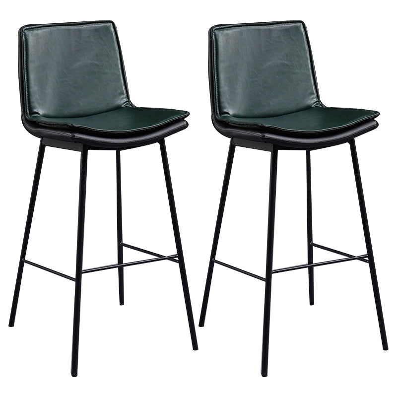 Scandinavian Leather Counter Stools Low Back Bar Stools with Square Seat (Set of 2) Green 2 Piece Set Clearhalo 'Bar Furniture' 'Bar Stools' 'bar_stools' 'furn' 'furn_bar_stools' 'furniture_bar_stools' 'Kitchen & Dining Furniture' 'kitchen&dining_furn' 'kitchen' 'kitchen_furn' Furniture' 4212384