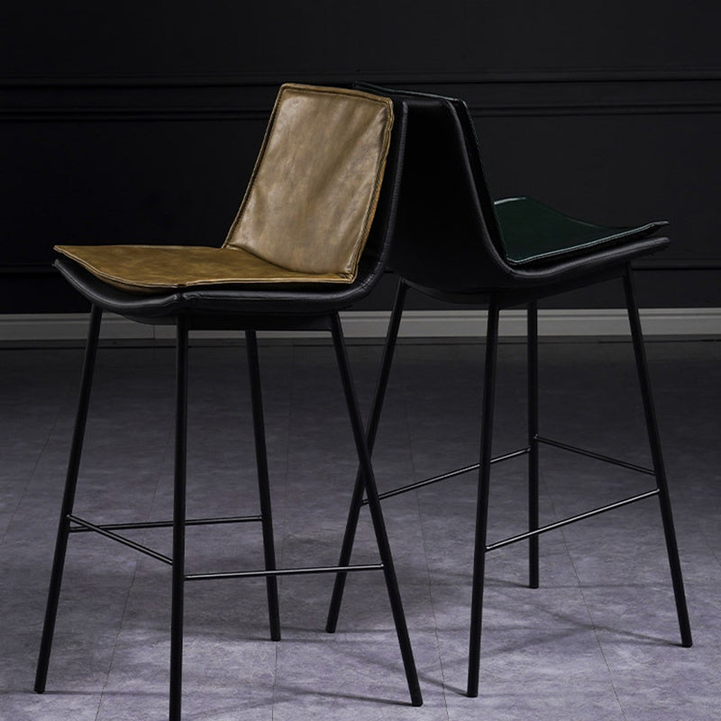 Scandinavian Leather Counter Stools Low Back Bar Stools with Square Seat (Set of 2) Clearhalo 'Bar Furniture' 'Bar Stools' 'bar_stools' 'furn' 'furn_bar_stools' 'furniture_bar_stools' 'Kitchen & Dining Furniture' 'kitchen&dining_furn' 'kitchen' 'kitchen_furn' Furniture' 4212388