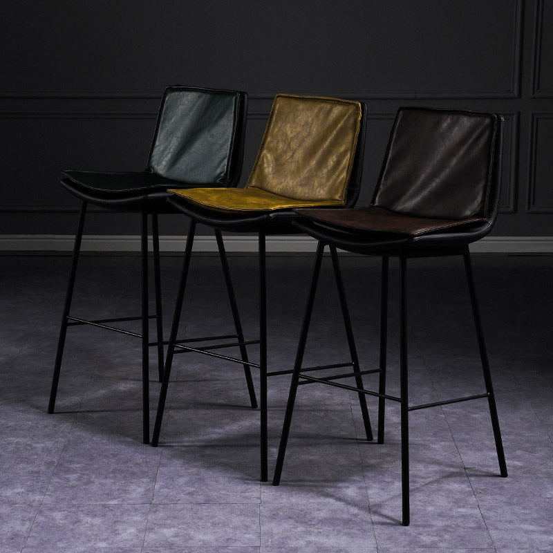Scandinavian Leather Counter Stools Low Back Bar Stools with Square Seat (Set of 2) Clearhalo 'Bar Furniture' 'Bar Stools' 'bar_stools' 'furn' 'furn_bar_stools' 'furniture_bar_stools' 'Kitchen & Dining Furniture' 'kitchen&dining_furn' 'kitchen' 'kitchen_furn' Furniture' 4212389