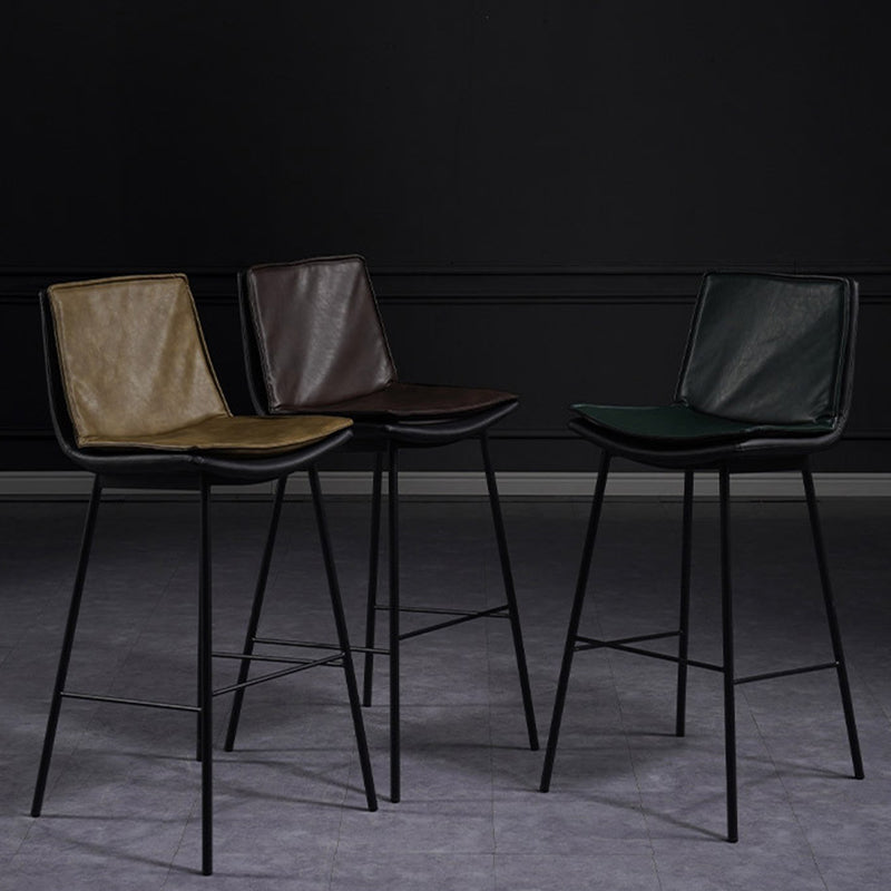 Scandinavian Leather Counter Stools Low Back Bar Stools with Square Seat (Set of 2) Clearhalo 'Bar Furniture' 'Bar Stools' 'bar_stools' 'furn' 'furn_bar_stools' 'furniture_bar_stools' 'Kitchen & Dining Furniture' 'kitchen&dining_furn' 'kitchen' 'kitchen_furn' Furniture' 4212394