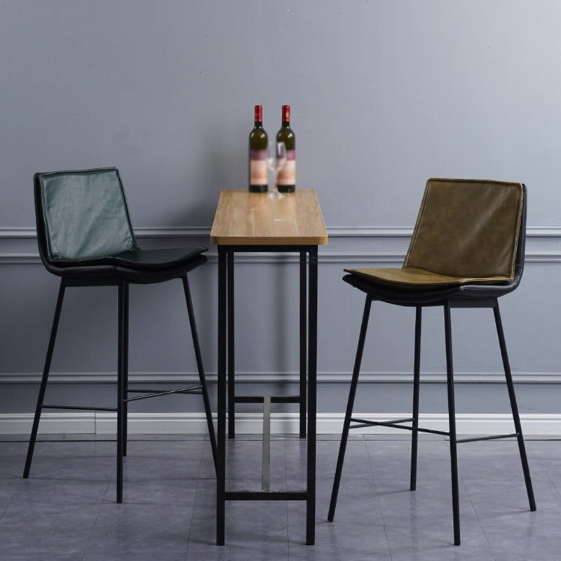 Scandinavian Leather Counter Stools Low Back Bar Stools with Square Seat (Set of 2) Clearhalo 'Bar Furniture' 'Bar Stools' 'bar_stools' 'furn' 'furn_bar_stools' 'furniture_bar_stools' 'Kitchen & Dining Furniture' 'kitchen&dining_furn' 'kitchen' 'kitchen_furn' Furniture' 4212395