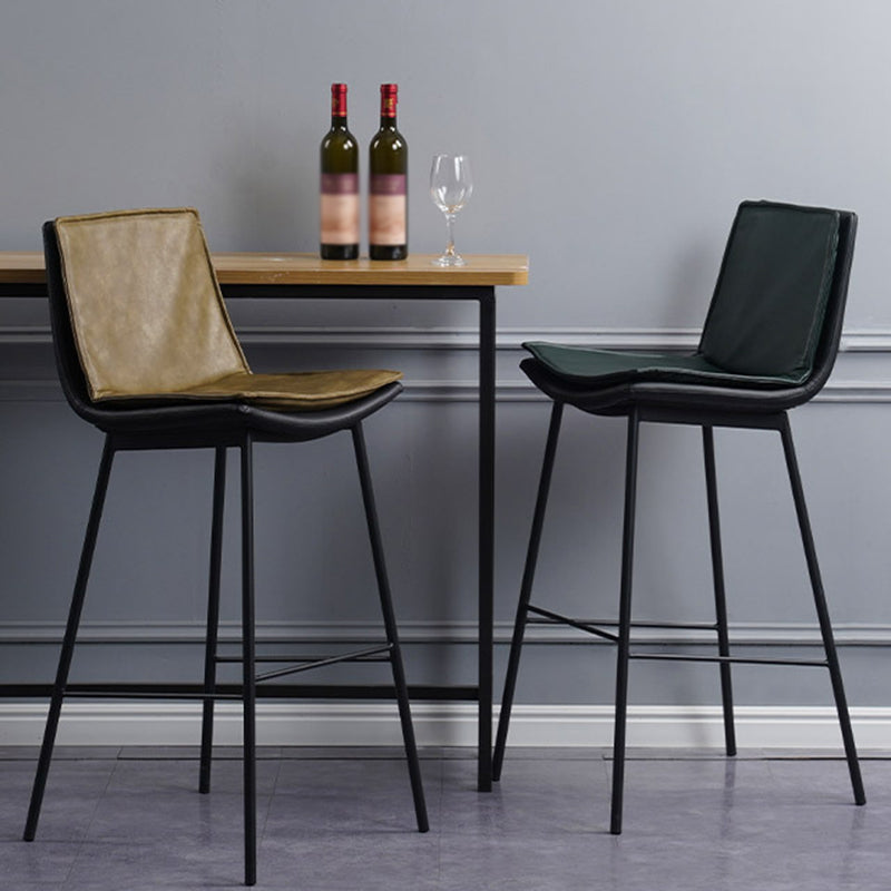 Scandinavian Leather Counter Stools Low Back Bar Stools with Square Seat (Set of 2) Clearhalo 'Bar Furniture' 'Bar Stools' 'bar_stools' 'furn' 'furn_bar_stools' 'furniture_bar_stools' 'Kitchen & Dining Furniture' 'kitchen&dining_furn' 'kitchen' 'kitchen_furn' Furniture' 4212396
