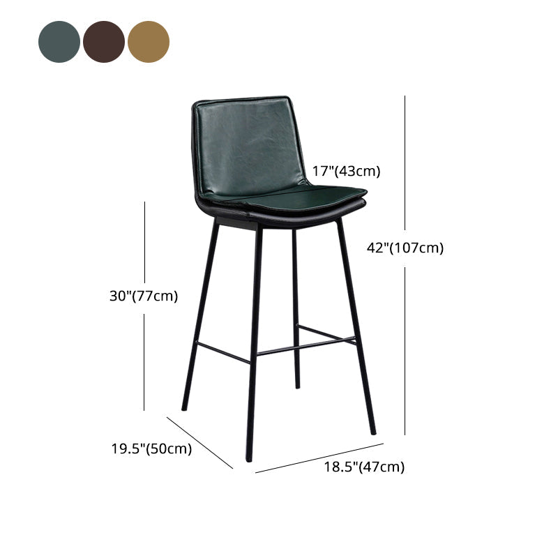 Scandinavian Leather Counter Stools Low Back Bar Stools with Square Seat (Set of 2) Clearhalo 'Bar Furniture' 'Bar Stools' 'bar_stools' 'furn' 'furn_bar_stools' 'furniture_bar_stools' 'Kitchen & Dining Furniture' 'kitchen&dining_furn' 'kitchen' 'kitchen_furn' Furniture' 4212397