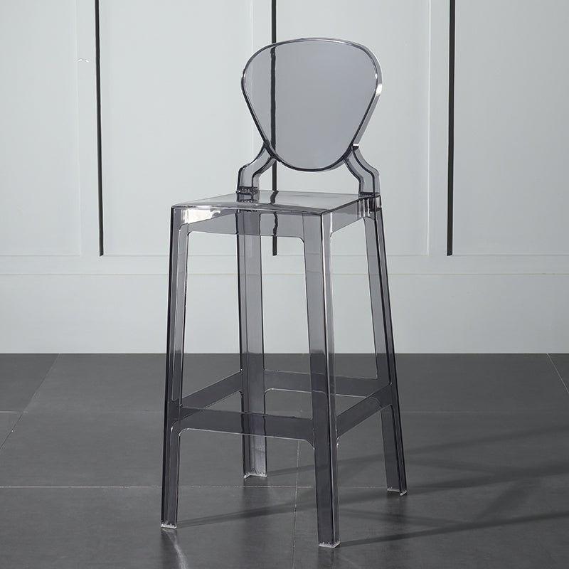 Nordic Style 30-inch Barstool Transparent Plastic Backrest Bar Stool for Dining Room Grey 1 Piece Clearhalo 'Bar Furniture' 'Bar Stools' 'bar_stools' 'furn' 'furn_bar_stools' 'furniture_bar_stools' 'Kitchen & Dining Furniture' 'kitchen&dining_furn' 'kitchen' 'kitchen_furn' Furniture' 4212399