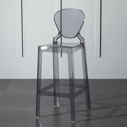 Nordic Style 30-inch Barstool Transparent Plastic Backrest Bar Stool for Dining Room Grey 1 Piece Clearhalo 'Bar Furniture' 'Bar Stools' 'bar_stools' 'furn' 'furn_bar_stools' 'furniture_bar_stools' 'Kitchen & Dining Furniture' 'kitchen&dining_furn' 'kitchen' 'kitchen_furn' Furniture' 4212399
