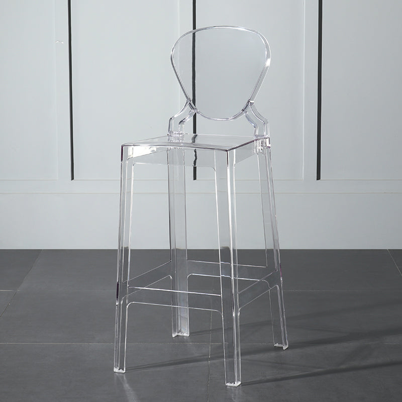 Nordic Style 30-inch Barstool Transparent Plastic Backrest Bar Stool for Dining Room Clear 1 Piece Clearhalo 'Bar Furniture' 'Bar Stools' 'bar_stools' 'furn' 'furn_bar_stools' 'furniture_bar_stools' 'Kitchen & Dining Furniture' 'kitchen&dining_furn' 'kitchen' 'kitchen_furn' Furniture' 4212400