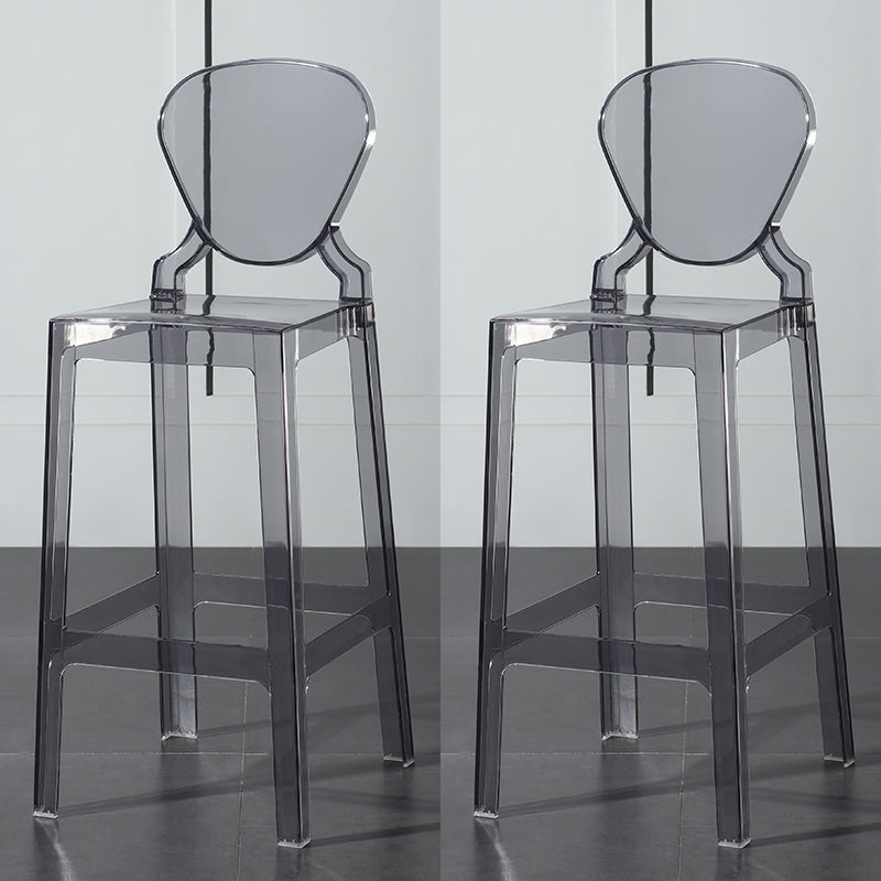 Nordic Style 30-inch Barstool Transparent Plastic Backrest Bar Stool for Dining Room Grey 2 Piece Set Clearhalo 'Bar Furniture' 'Bar Stools' 'bar_stools' 'furn' 'furn_bar_stools' 'furniture_bar_stools' 'Kitchen & Dining Furniture' 'kitchen&dining_furn' 'kitchen' 'kitchen_furn' Furniture' 4212402