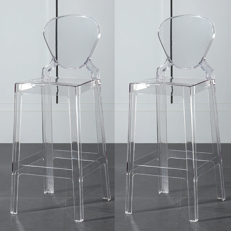Nordic Style 30-inch Barstool Transparent Plastic Backrest Bar Stool for Dining Room Clear 2 Piece Set Clearhalo 'Bar Furniture' 'Bar Stools' 'bar_stools' 'furn' 'furn_bar_stools' 'furniture_bar_stools' 'Kitchen & Dining Furniture' 'kitchen&dining_furn' 'kitchen' 'kitchen_furn' Furniture' 4212404