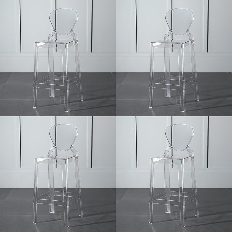 Nordic Style 30-inch Barstool Transparent Plastic Backrest Bar Stool for Dining Room Clear 4 Piece Set Clearhalo 'Bar Furniture' 'Bar Stools' 'bar_stools' 'furn' 'furn_bar_stools' 'furniture_bar_stools' 'Kitchen & Dining Furniture' 'kitchen&dining_furn' 'kitchen' 'kitchen_furn' Furniture' 4212406